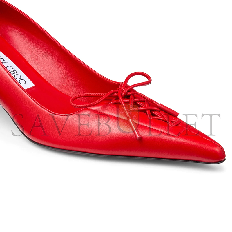 JIMMY CHOO SCARLETT 50 POSTBOX RED NAPPA LEATHER PUMPS SCARLETT50NAP